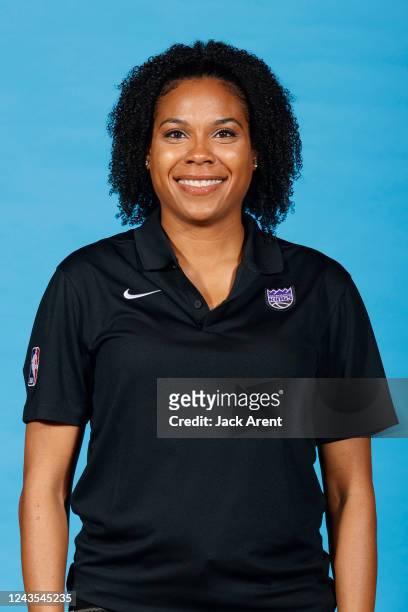 Lindsey Harding of the Sacramento Kings poses for a head shot during NBA Media Day on September 26, 2022 at the Golden 1 Center in Sacramento,...
