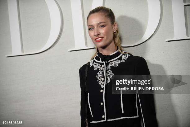 Italian journalist Beatrice Borromeo arrives to attend the Christian Dior Spring-Summer 2023 fashion show during the Paris Womenswear Fashion Week,...