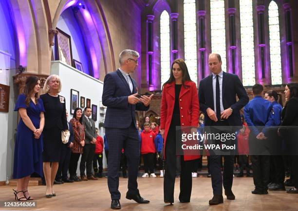 Catherine, Princess of Wales and Prince William, Prince of Wales visit St Thomas Church, which has been has been redeveloped to provide support to...