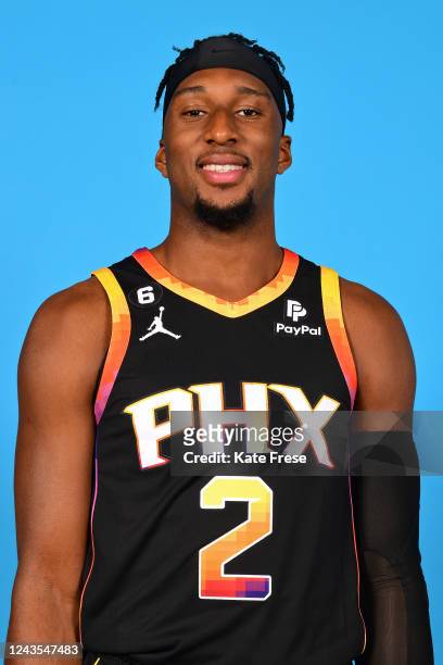 Josh Okogie of the Phoenix Suns poses for a head shot during NBA Media Day on September 26 at the Footprint Center in Phoenix, Arizona. NOTE TO USER:...