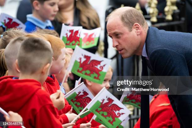 Prince William, Prince of Wales speaks to children during a visit to St Thomas Church, which has been redeveloped to provide support to vulnerable...