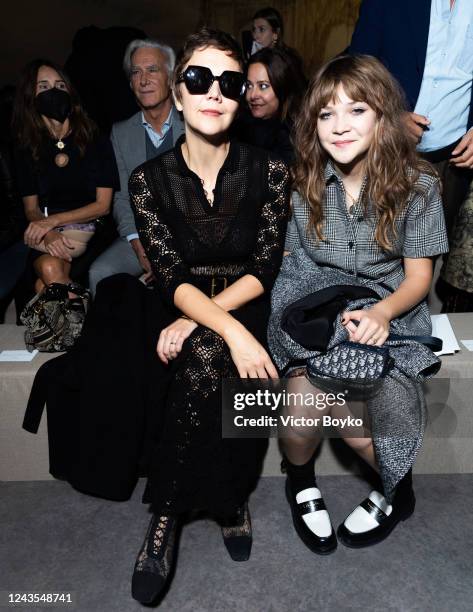 Maggie Gyllenhaal and Ramona Sarsgaard attend the Christian Dior Womenswear Spring/Summer 2023 show as part of Paris Fashion Week on September 27,...