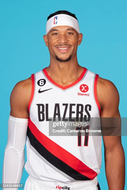 Josh Hart of the Portland Trail Blazers poses for a head shot during NBA Media Day on September 26, 2022 at the MODA Center in Portland, Oregon. NOTE...