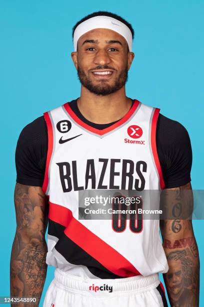 Gary Payton II of the Portland Trail Blazers poses for a head shot during NBA Media Day on September 26, 2022 at the MODA Center in Portland, Oregon....