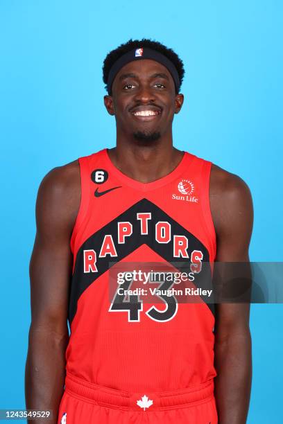 Pascal Siakam of the Toronto Raptors poses for a head shot during NBA Media Day on September 26, 2022 at Scotiabank Arena in Toronto, Canada. NOTE TO...