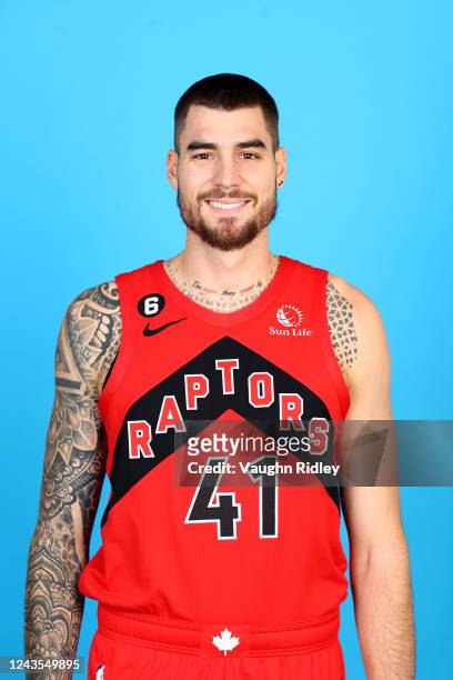 Juancho Hernangomez of the Toronto Raptors poses for a head shot during NBA Media Day on September 26, 2022 at Scotiabank Arena in Toronto, Canada....