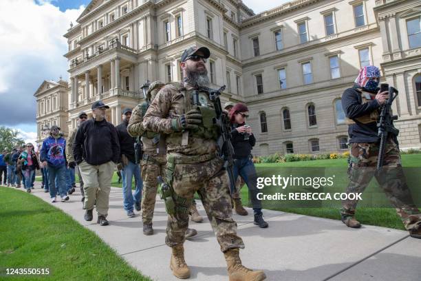 Second Amendment activist gather at the State Capitol in Lansing, Michigan, on September 27 during the annual rally organized by the "Second...