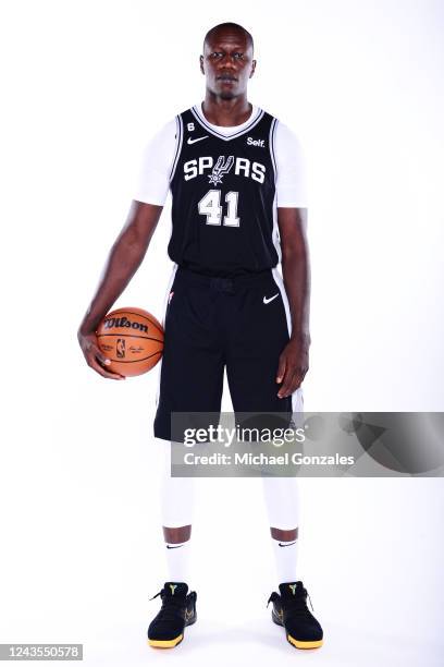 Gorgui Dieng of the San Antonio Spurs poses for a portrait during NBA Media Day on September 26, 2022 at the AT&T Center in San Antonio, Texas. NOTE...