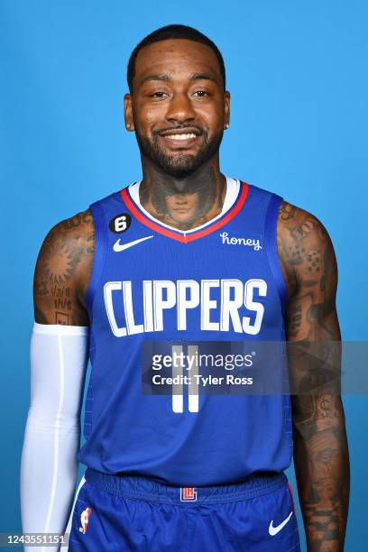 John Wall of the LA Clippers poses for a head shot during NBA Media Day on September 26, 2022 at the Honey Training Center in Playa Vista,...