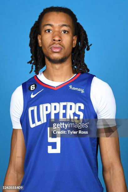 Moses Brown of the LA Clippers poses for a head shot during NBA Media Day on September 26, 2022 at the Honey Training Center in Playa Vista,...