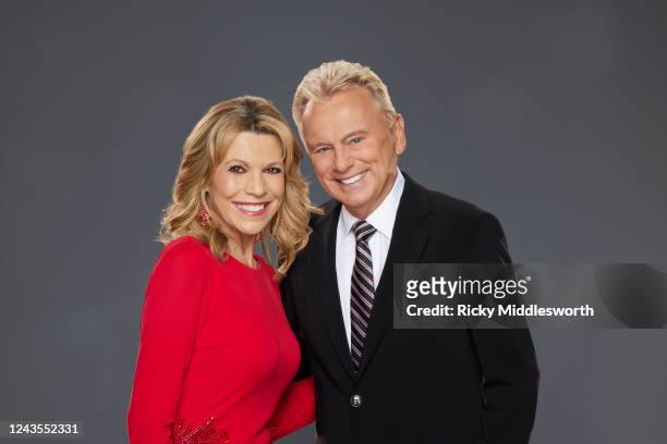 ABCs Celebrity Wheel of Fortune stars Vanna White and Pat Sajak.