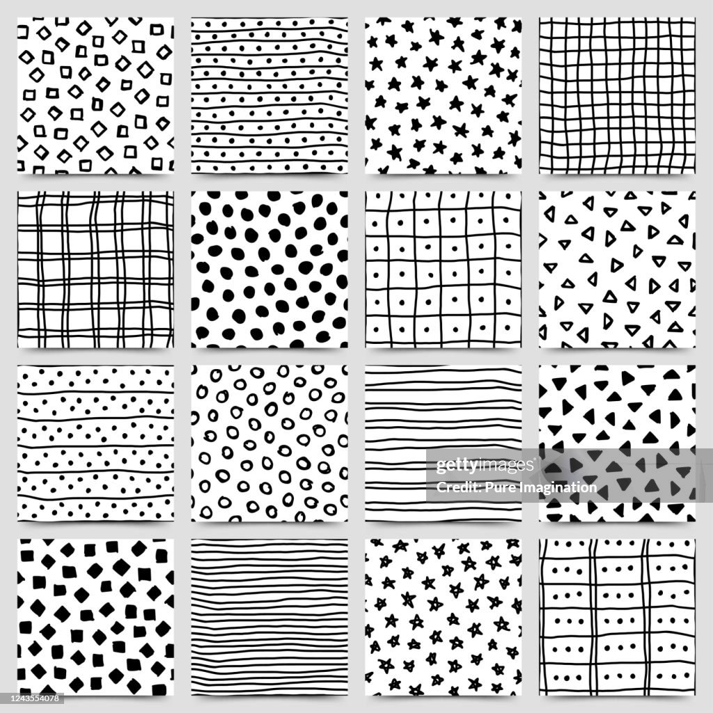 Detailed Ink Patterns Set Of Hand Drawn Ink Seamless Pattern Vector Illustration High-Res ...