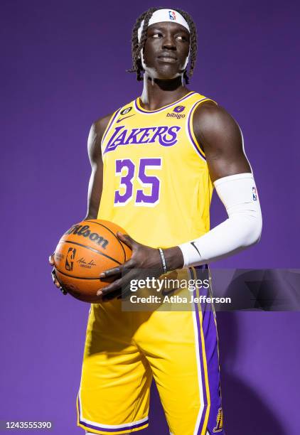 Wenyen Gabriel of the Los Angeles Lakers poses for a photo during NBA Media day at UCLA Health Training Center on September 26, 2022 in El Segundo,...