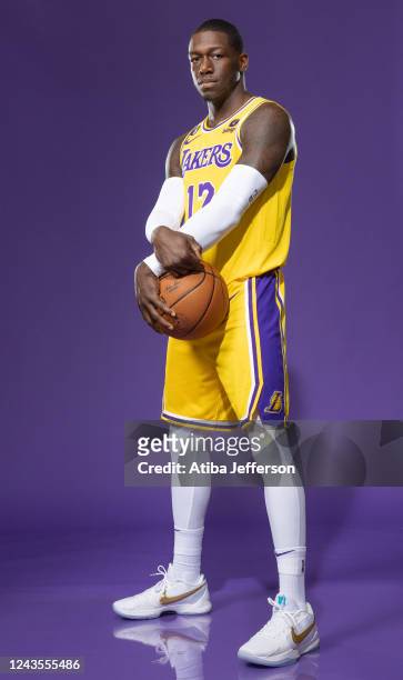 Kendrick Nunn of the Los Angeles Lakers poses for a photo during NBA Media day at UCLA Health Training Center on September 26, 2022 in El Segundo,...