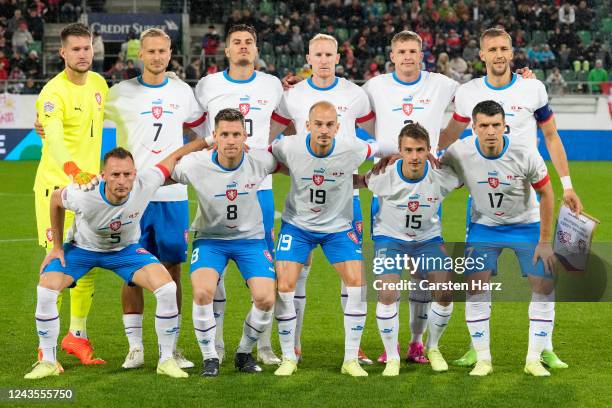 Czech Republic starting eleven line up before during the UEFA Nations League League A Group 2 match between Switzerland and Czech Republic at...