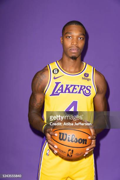 Lonnie Walker IV of the Los Angeles Lakers poses for a photo during News  Photo - Getty Images