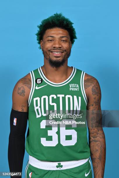 Marcus Smart of the Boston Celtics poses for a portrait on September 26, 2022 at High Output Studios in Canton, Massachusetts. NOTE TO USER: User...