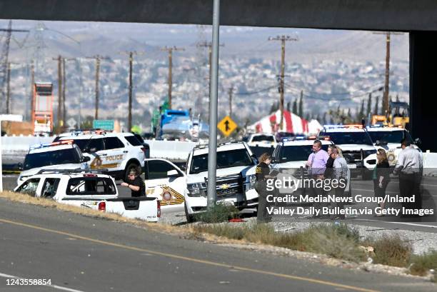 Victorville, CA Law enforcement officers and vehicles surrounded the vehicle driven by Anthony John Graziano following a gun battle with the man near...