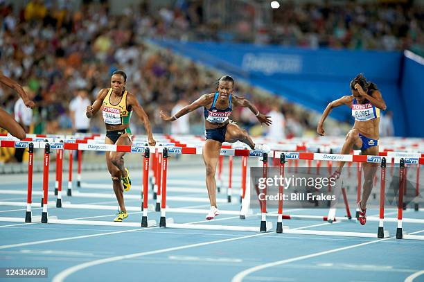 13th IAAF World Championships in Athletics: USA Kellie Wells in action during Women's 100M Hurdles Semifinals at Daegu Stadium. Daegu, South Korea...