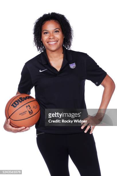 Lindsey Harding of the Sacramento Kings poses for a portrait during NBA Media Day on September 26, 2022 at the Golden 1 Center in Sacramento,...