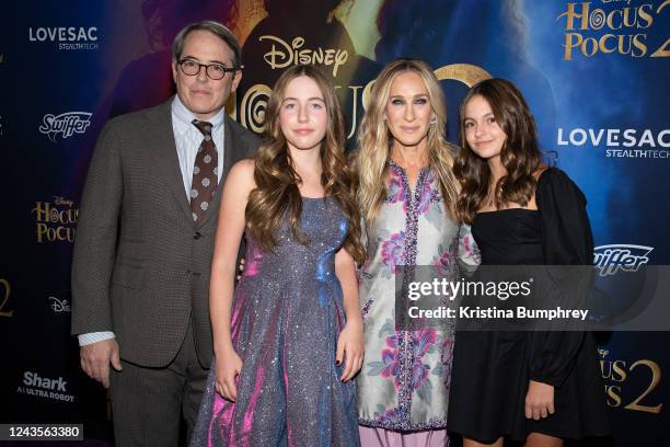 Matthew Broderick, Tabitha Hodge Broderick, Sarah Jessica Parker and Loretta Elwell Broderick at the premiere of "Hocus Pocus 2" held at AMC Lincoln...