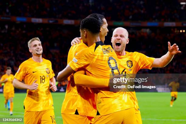 Virgil van Dijk of Netherlands, Cody Gakpo of Netherlands, Davy Klaassen of Netherlands, Kenneth Taylor of Netherlands Celebrates after scoring his...