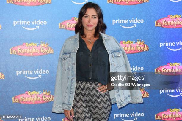 Irene Capuano attends the Me contro te "La famiglia reale" Prime TV series blue carpet at The Space Moderno Cinema.