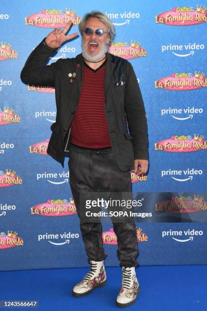 Max Vado attends the Me contro te "La famiglia reale" Prime TV series blue carpet at The Space Moderno Cinema.