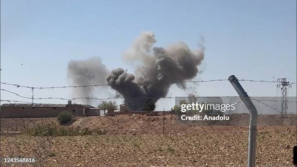 Smoke rises over the headquarters following an attack in the Koy Sanjaq district of Erbil, Iraq on September 28, 2022. Iran's powerful Islamic...