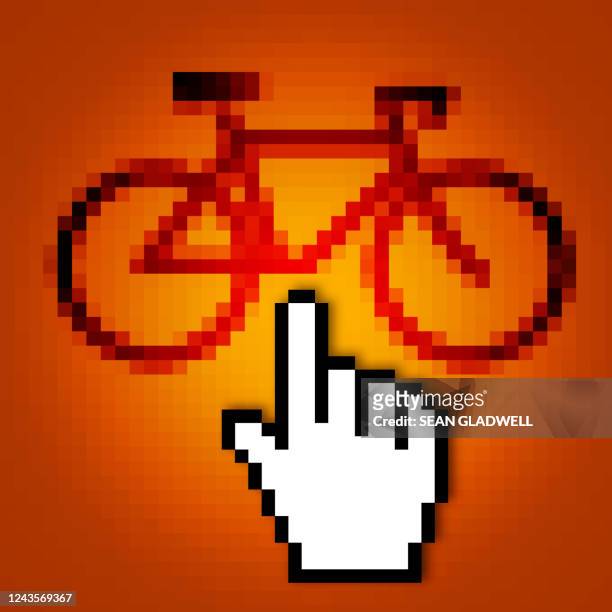 hand cursor on bicycle - cursor hand bildbanksfoton och bilder