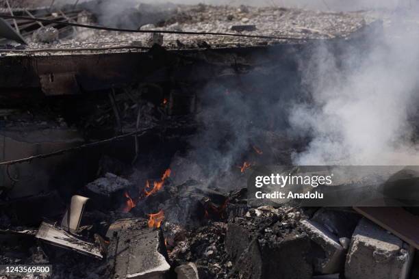 Smoke rises over the headquarters following an attack in the Koy Sanjaq district of Erbil, Iraq on September 28, 2022. Iran's powerful Islamic...