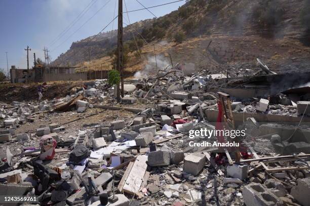 Smoke rises over the headquarters following an attack in the Koy Sanjaq district of Erbil, Iraq on September 28, 2022. Iran's powerful Islamic...