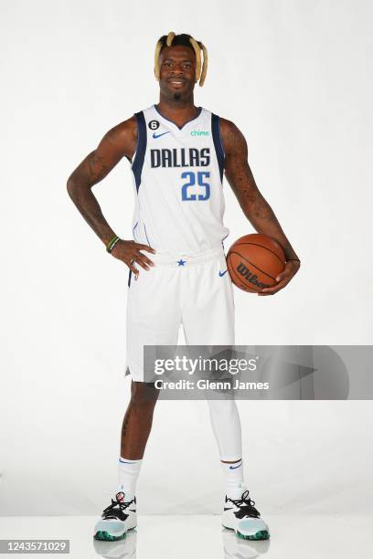 Reggie Bullock of the Dallas Mavericks poses for a portrait during NBA Media Day on September 26, 2022 at American Airlines Center in Dallas, Texas....