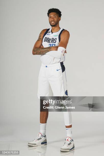 Christian Wood of the Dallas Mavericks poses for a portrait during NBA Media Day on September 26, 2022 at American Airlines Center in Dallas, Texas....