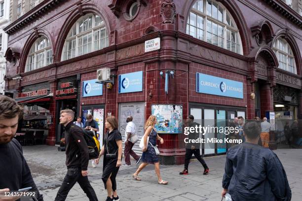 Exterior of Oxford Circus underground station on Oxford Street on 7th September 2022 in London, United Kingdom. Oxford Street is a major retail...