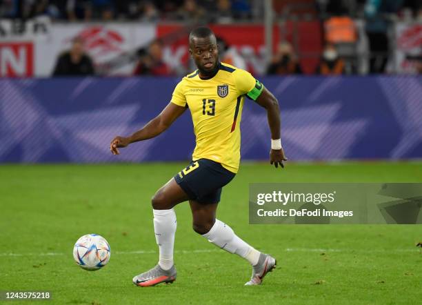 Enner Valencia of Ecuador controls the ball during the international friendly match between Japan and Ecuador at on September 27, 2022 in...