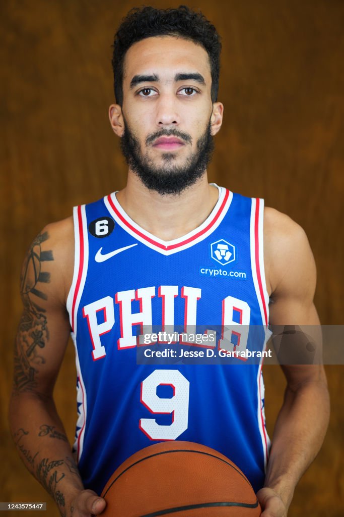 Trevelin Queen Of The Philadelphia 76ers Poses For A Portrait During trevelin-queen-of-the-philadelphia-76ers-poses-for-a-portrait-during