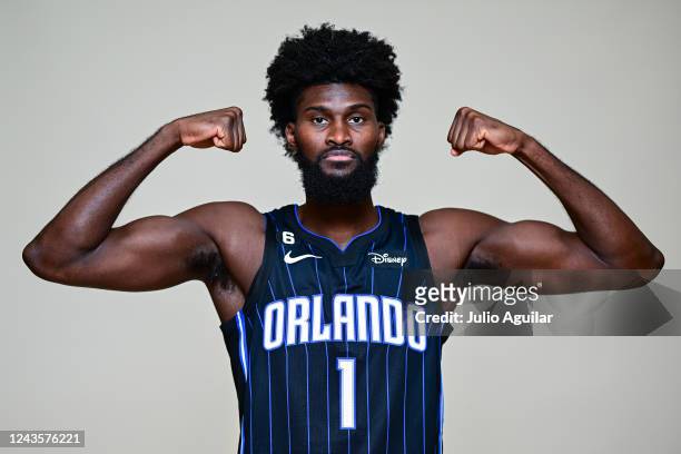 Jonathan Isaac of the Orlando Magic poses during the 2022 Orlando Magic Media Day at AdventHealth Training Center on September 26, 2022 in Orlando,...