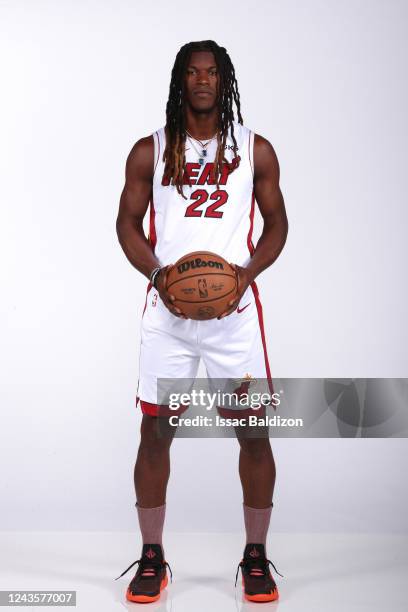 Jimmy Butler of the Miami Heat poses for a portrait during 2022 NBA Media Day on September 26 at the FTX Arena in Miami, Florida. NOTE TO USER: User...