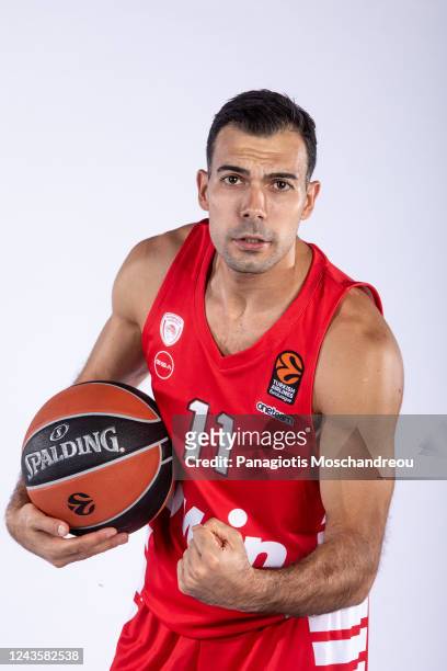 Kostas Sloukas, #11 poses during the Olympiacos Piraeus Turkish Airlines EuroLeague Media Day 2022/2023 at Peace and Friendship Stadium on September...