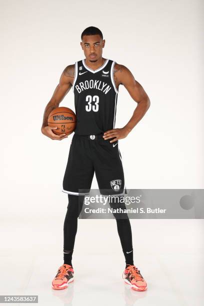 Nicolas Claxton of the Brooklyn Nets poses for a portrait on September 26, 2022 during NBA Media Day at HSS Training Center in Brooklyn, New York....