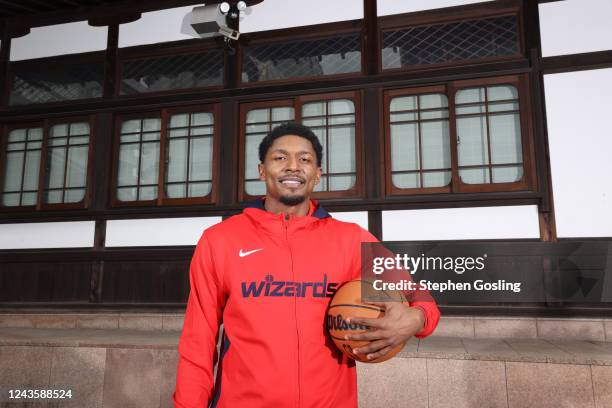 Bradley Beal of the Washington Wizards poses for a photo by the Tokyo Tower on September 29, 2022 in Tokyo, Japan. NOTE TO USER: User expressly...