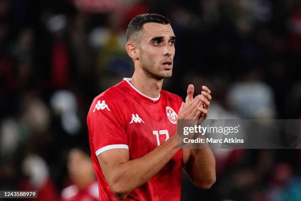 Elyes Skhiri of Tunisia during the International Friendly between Brazil and Tunisia at Parc des Princes on September 27, 2022 in Paris, France.