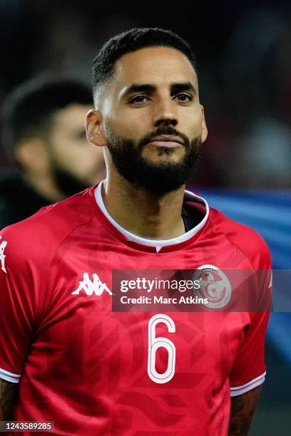 Dylan Bronn of Tunisia during the International Friendly between Brazil and Tunisia at Parc des Princes on September 27, 2022 in Paris, France.