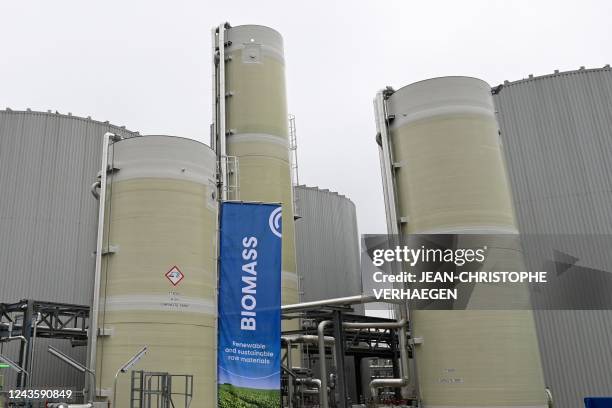 Photograph shows an outside view of the short circuit and zero waste Afyren Neoxy biorefinery on its inauguration day in Saint-Avold, northeastern...