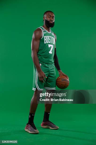 Jaylen Brown of the Boston Celtics poses for a portrait on September 26, 2022 at High Output Studios in Canton, Massachusetts. NOTE TO USER: User...