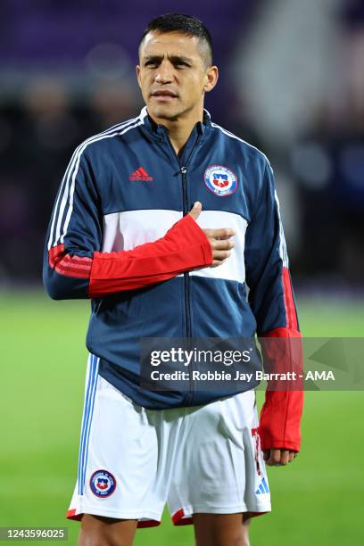 Alexis Sánchez of Chile during the International Friendly match between Qatar and Chile at Generali Arena on September 27, 2022 in Vienna, Austria.