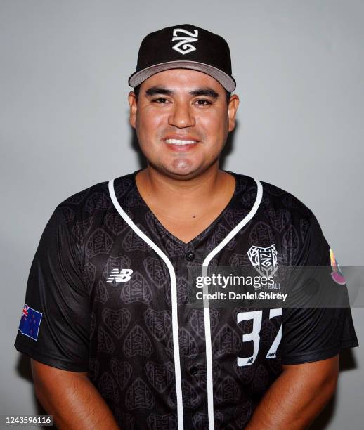 Third Base Coach Al Quintana of Team New Zealand poses for a photo during the World Baseball Classic Qualifier Headshots at Rod Carew National...