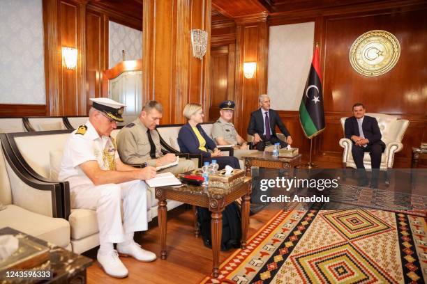 Libyan Prime Minister Abdul Hamid Dbeibeh receives Air Marshal Joy Martin Sampson and British Ambassador to Libya Caroline Hurndall in Tripoli, Libya...