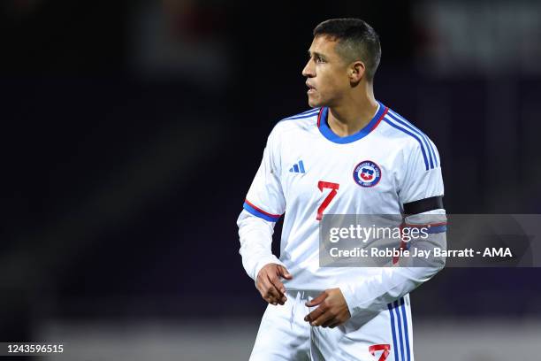Alexis Sanchez of Chile during the International Friendly match between Qatar and Chile at Generali Arena on September 27, 2022 in Vienna, Austria.